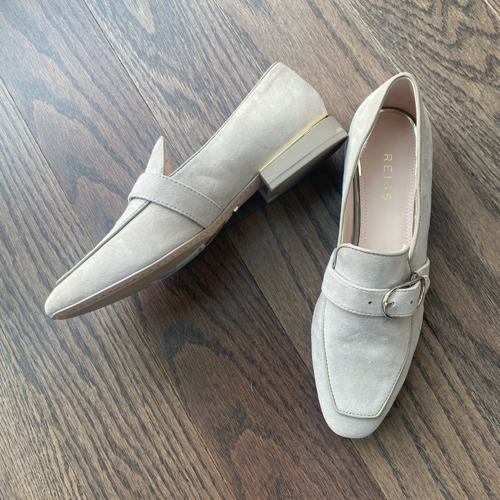 Reiss Women's Suede Buckle Detail Loafers 7.5 - Picture 3 of 12